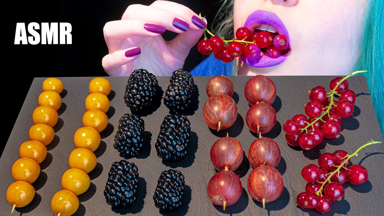 ASMR: GOLDEN BERRY, BRAMBLE, GOOSEBERRY, RED CURRANT | Berry Platter 🍇 ~ Relaxing [No Talking|V]😻