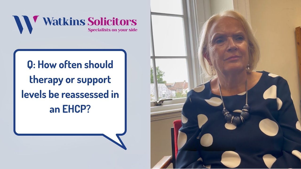 How often should therapy or support levels be reassessed in an EHCP?