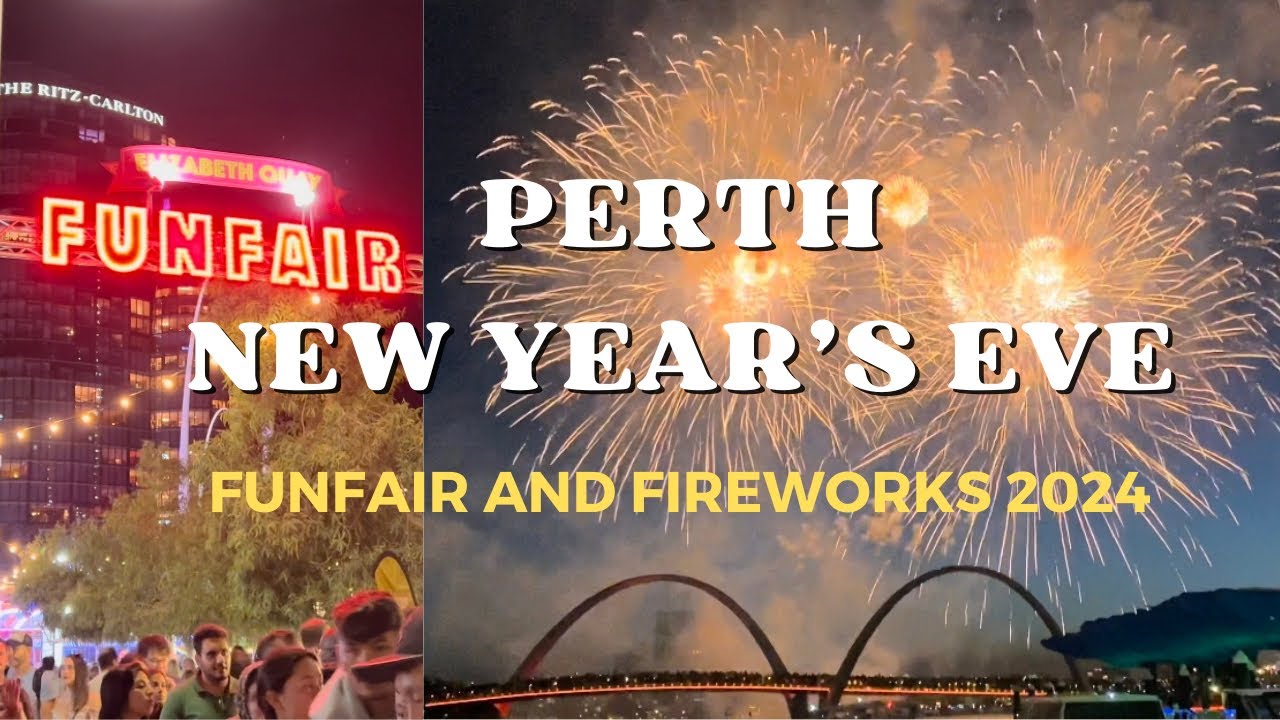 Perth New Year’s Eve | Fireworks 2024 #newyear #fireworks #perth #australia #funfair #walkingtour