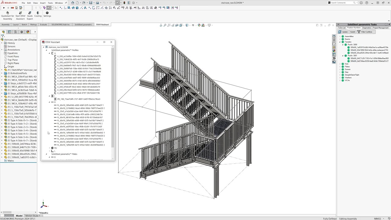 Automated export of shop drawings, sheet metal DXF and DSTV NC / NC1 in SOLIDWORKS with SolidSteel
