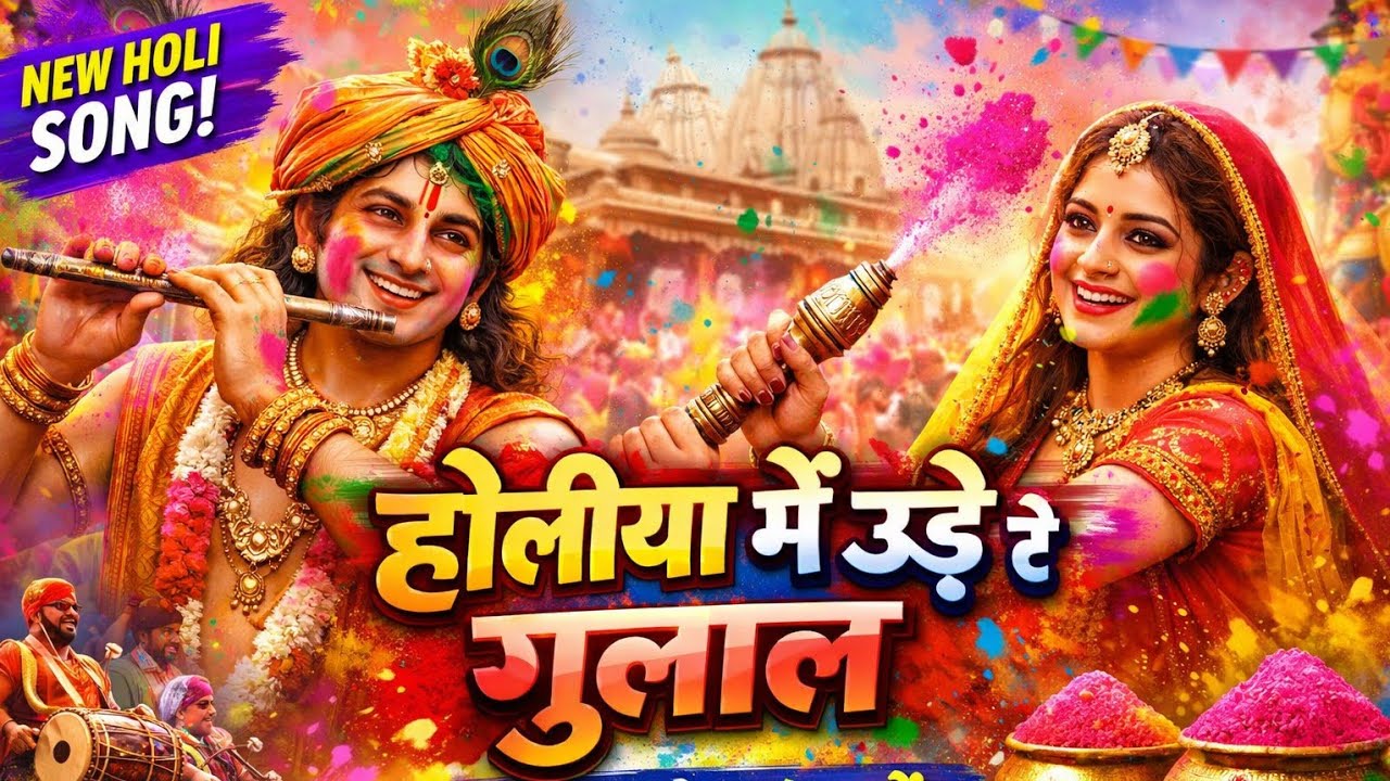 होलीया में उड़े रे गुलाल 🎨 | नंदलाल के आंगन में | Radha Krishna Holi Song 2026 | #viral #video 