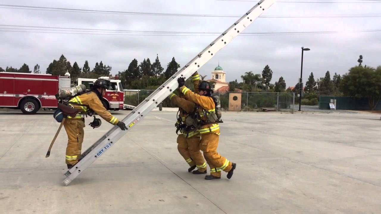 Raising the 35 Foot Extension Ladder
