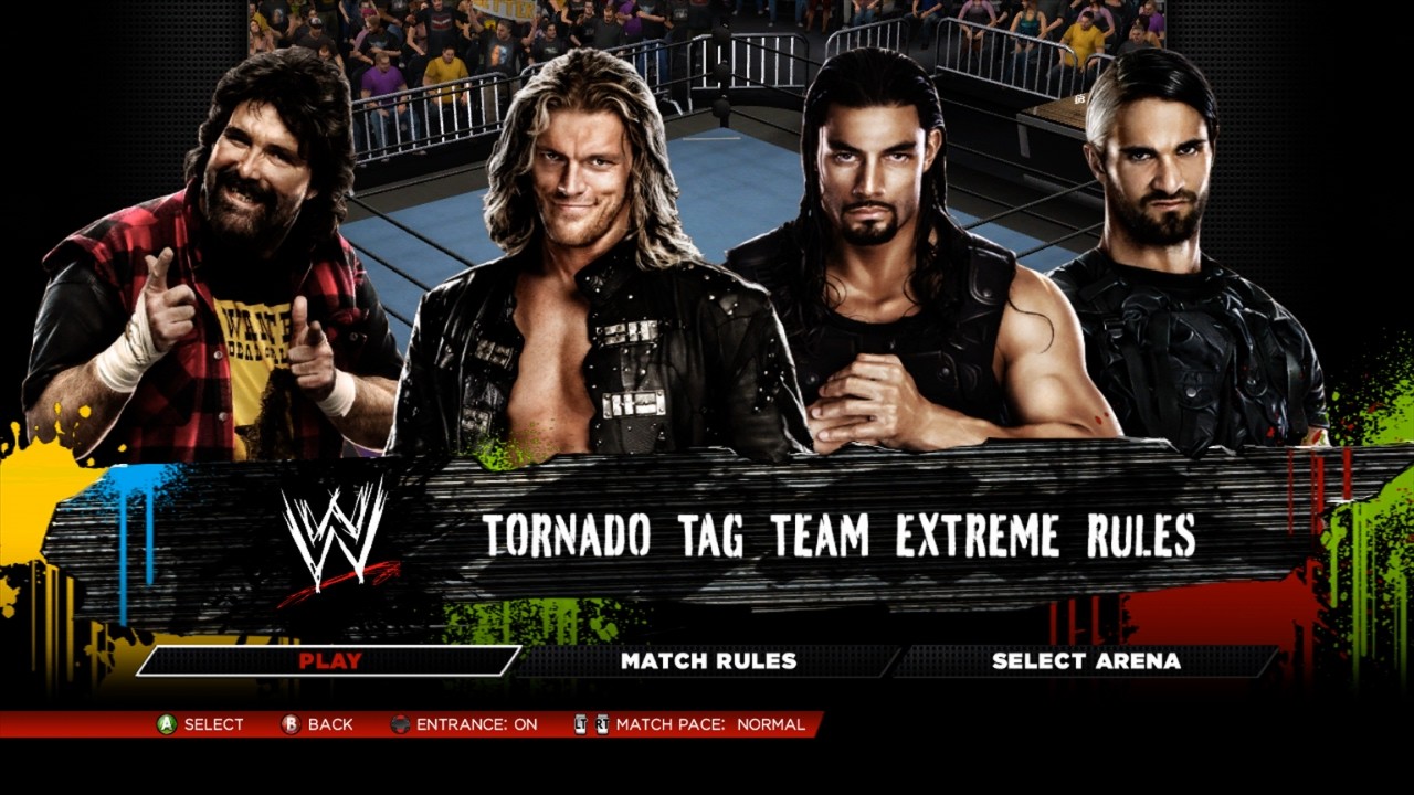 WWE 2K14 - Edge & Mick Foley vs. The Shield - Extreme Rules Match