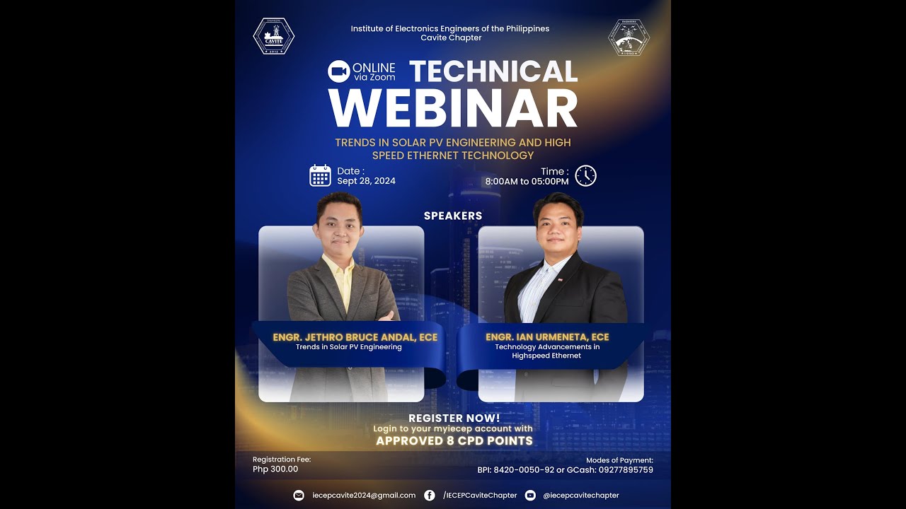 [TOPIC 1] 2024 IECEP Cavite 11th Technical Webinar - Solar PV Engineering - Sept 28, 2024