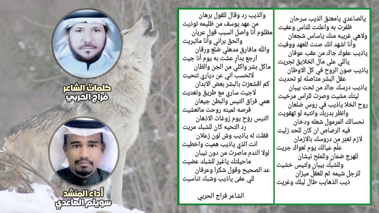 شيلة من كلمات الشاعر : فراج الحربي في اعتاق الذيب | أداء : سويلم الصاعدي