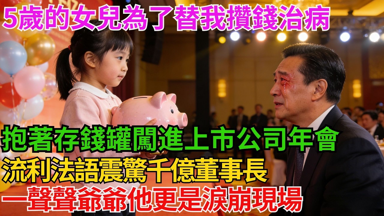 5歲的女兒為了替我攢錢治病抱著存錢罐闖進上市公司年會流利法語震驚千億董事長一聲聲爺爺他更是淚崩現場：乖寶，跟我走去救你媽媽20架私人飛機降落我當場懵了【阿馨夜讀】#故事分享#情感#婆媳矛盾#AA制
