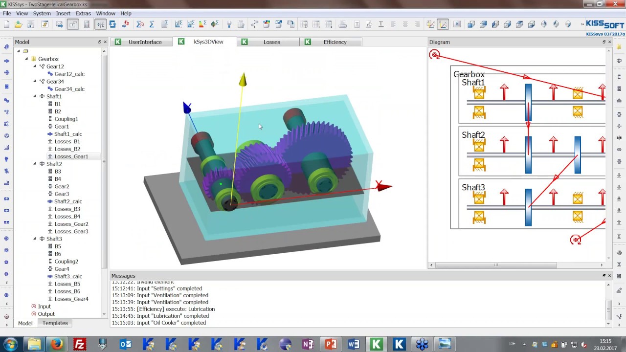 Efficiency calculation of a gearbox