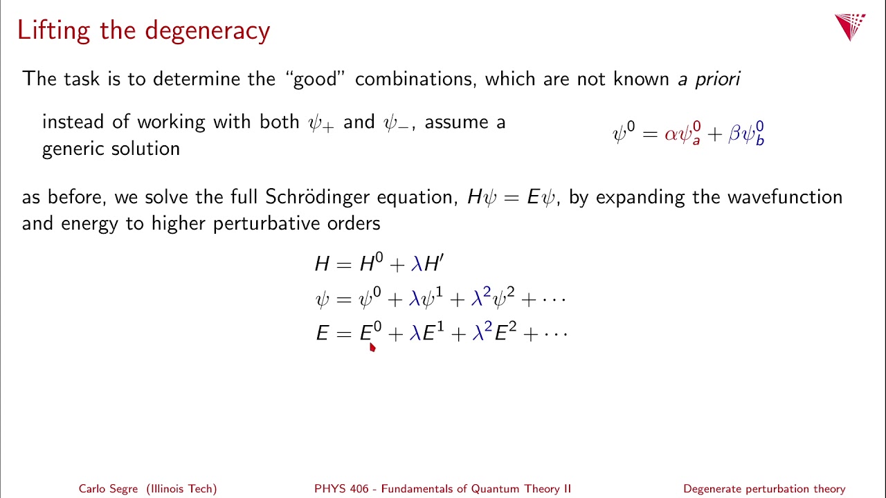 7.02 Degenerate perturbation theory