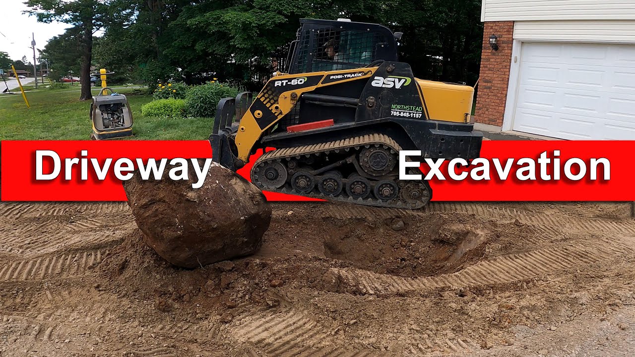 Excavating driveway using ASV RT-60 trackloader