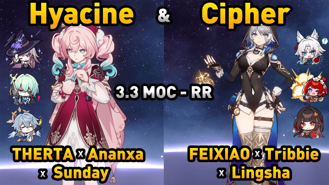 HYACINE AND CIPHER VS MOC 12!! | Therta hypercarry + Hyacine X Feixiao Hypercarry + Cipher | [RR]