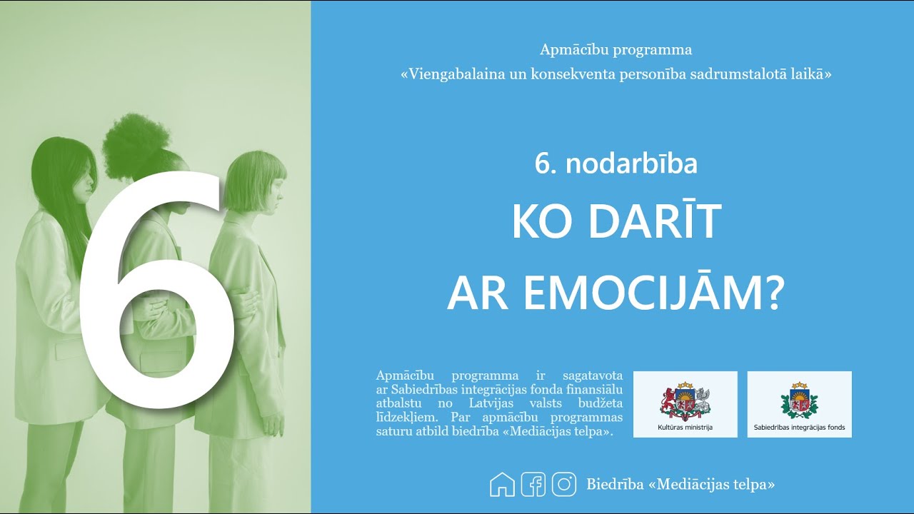 6. nodarbība - KO DARĪT AR EMOCIJĀM - emociju novēro&scaron;ana, emocionālais intelekts, darbs ar sevi