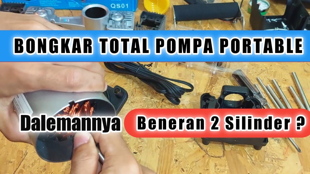 BONGKAR POMPA Ban Mobil Elektrik PORTABLE MINI KOMPRESOR 2 SILINDER
