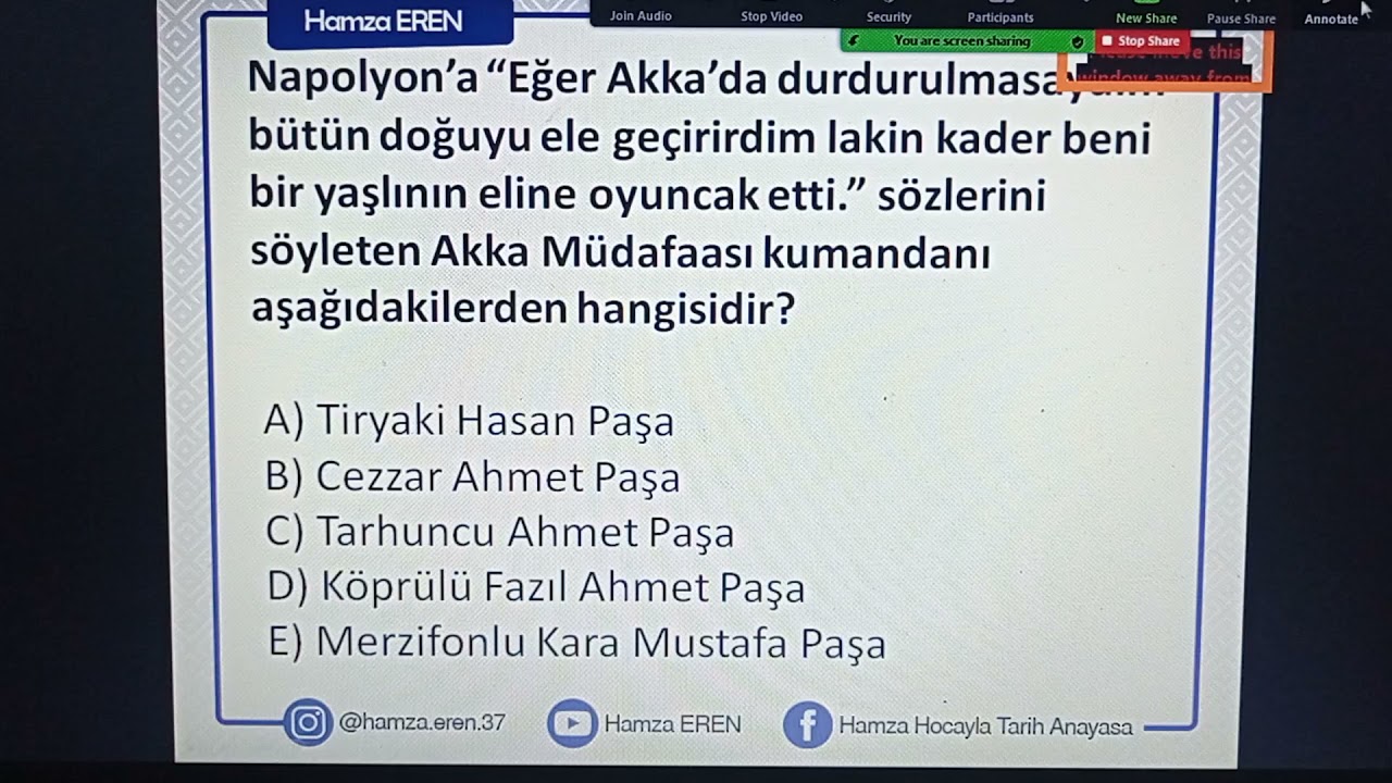 TARİH DENEME SORU ÇÖZÜMÜ- HAMZA EREN