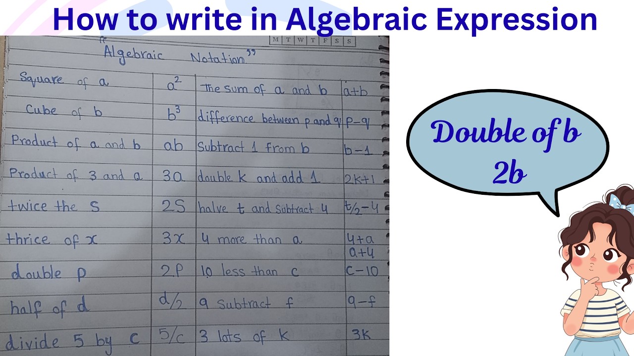 change the statement into algebraic expression and notation