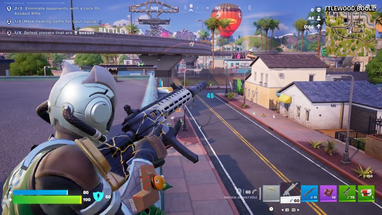 Fortnite 2/17/26 - Common Tactical Assault Rifle Elimination at 75 Meters, Ranked Match