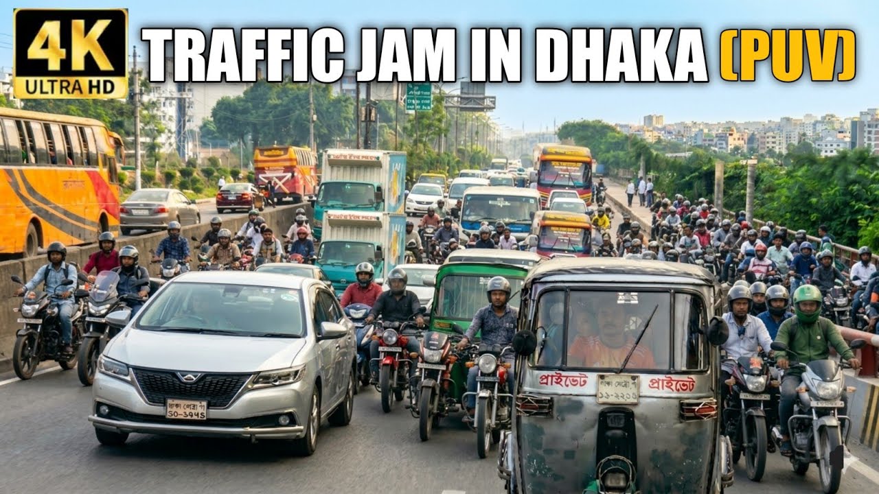 Massive Traffic Jam in Dhaka City 🇧🇩 | 4K Ultra (POV)  Experience Bangladesh chaos city drive 