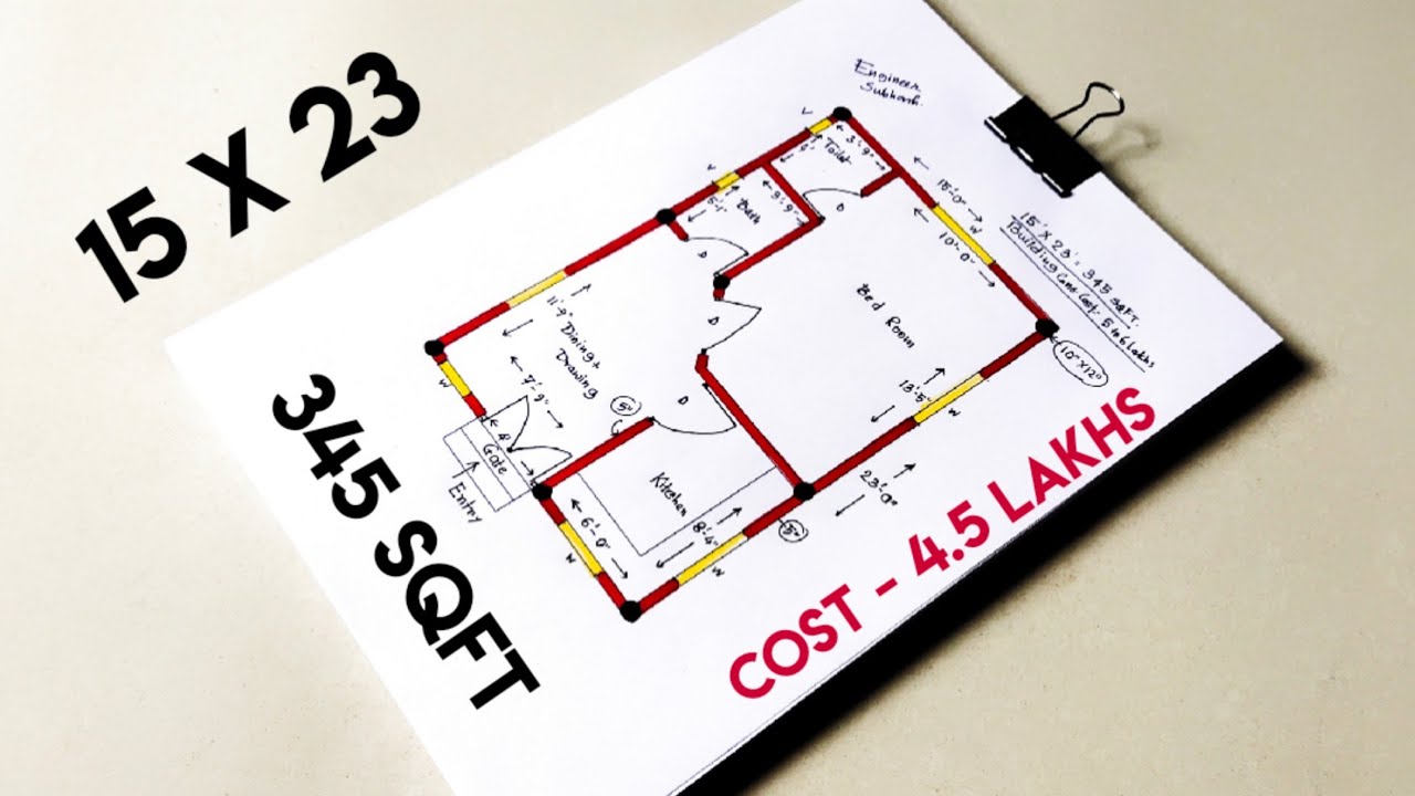15 x 23 sqft small village house design II 15 x 23 chota ghar ka naksha II 15 x 23 ghar ka naksha