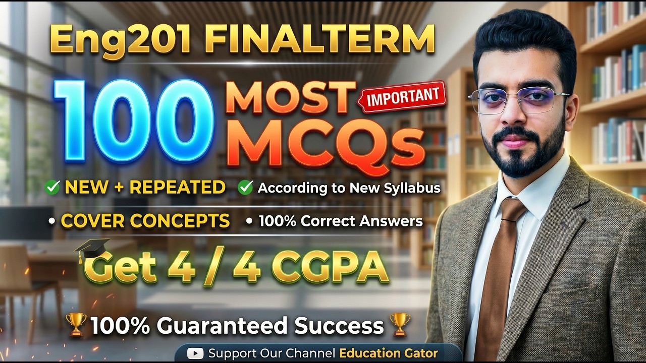 ENG201 Final Term Exam 2026 🔥 Important MCQs & Most Expected Questions | VU