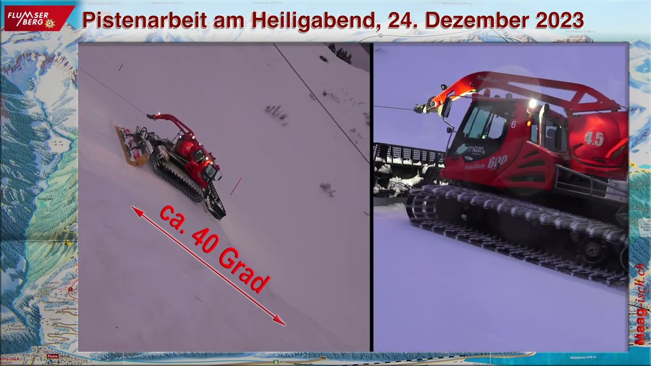 Flumserberg Pistenbully im Einsatz  am 24.12.2023