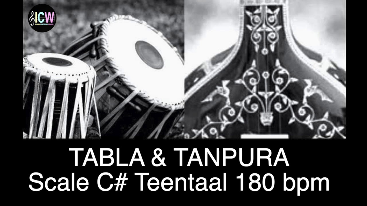 Tabla and Tanpura Scale C# | Teen taal (180 bpm) madhya laya Scale C sharp
