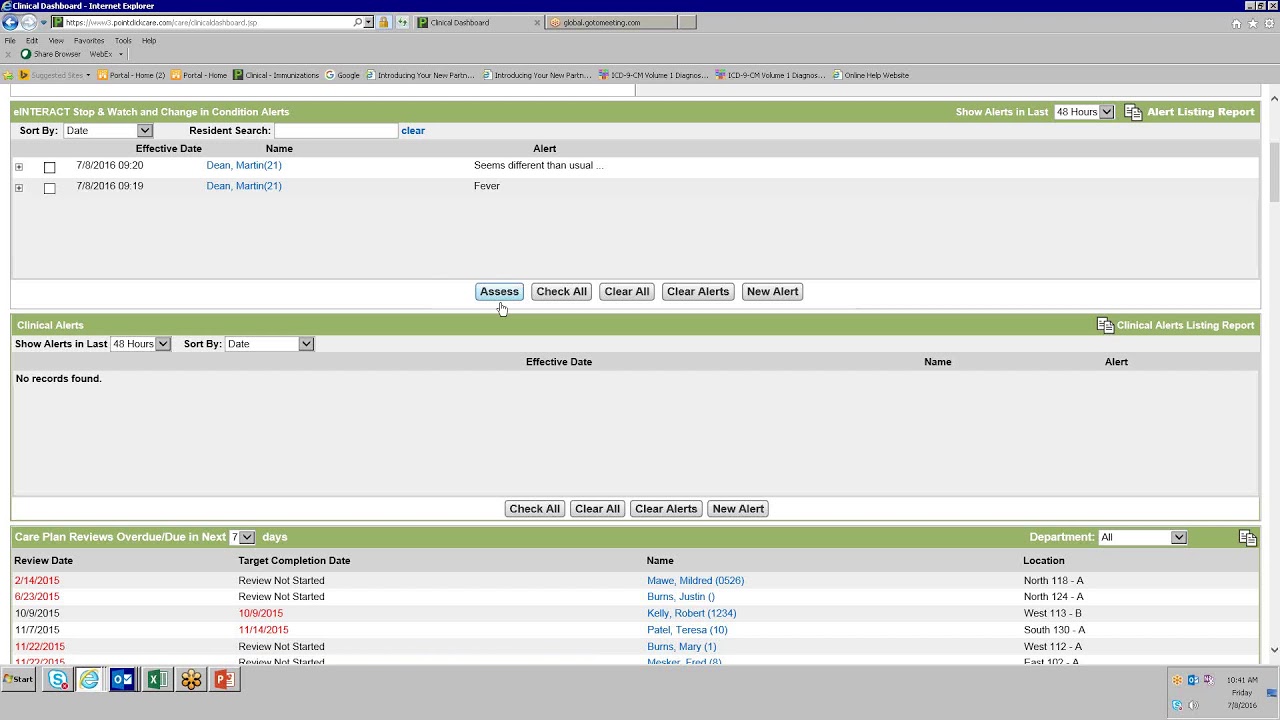 eINTERACT Change in Condition, Alerts and Hospital Transfer