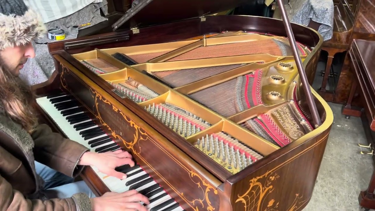 Schiedmayer Grand Piano with Rococo style inlaid case