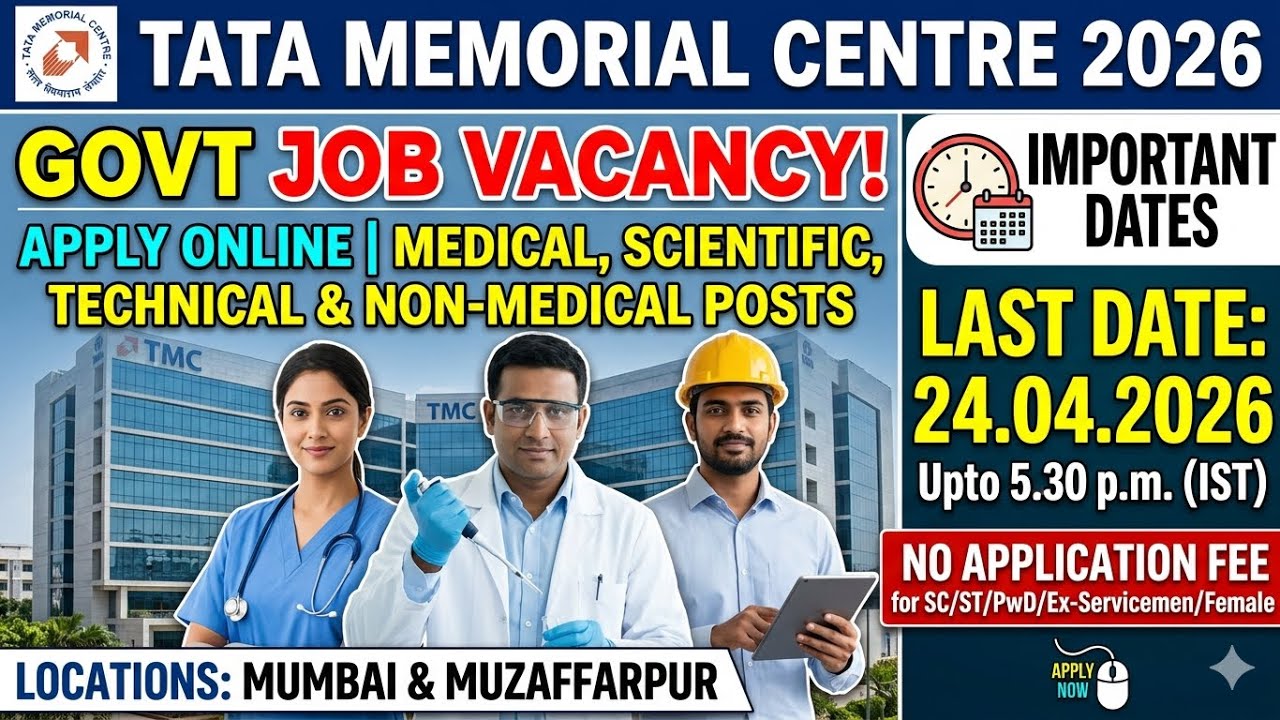 TMC Recruitment 2026 | Tata Memorial Centre Job Vacancies | Medical &non Medical How to Apply Online