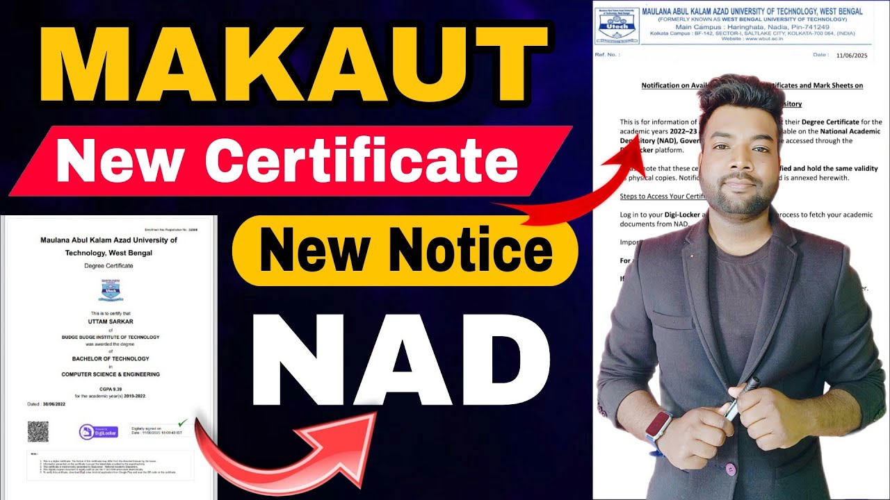 MAKAUT New Notice, Degree Certificate & Marksheet Download From NAD Portal |