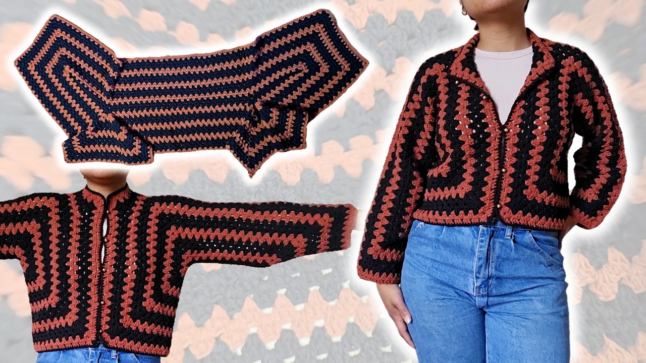 Cid long sleeved octagonal cardigan | crochet tutotrial, one piece, no sewing