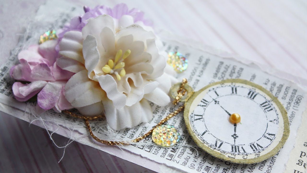 Shabby Chic Vintage Style Gift Tag with old book pages