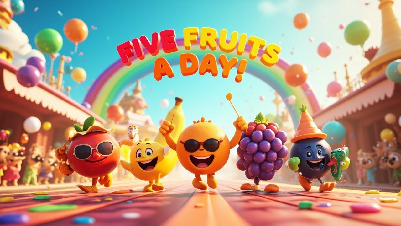 Five Fruits a Day Parade | Healthy Kids Song with Dancing Fruit