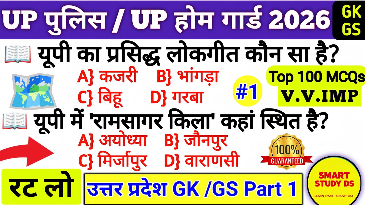 UP Home Guard GK Top 50 Questions 🔥 UP Home Guard UP GK Questions, up home guard gk gs class 2025.