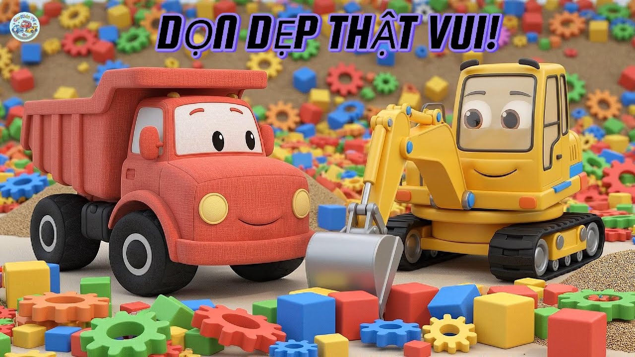 Phim Hoạt Hình Thiếu Nhi 3D 🚧 Xe Công Trình Dạy Bé Gọn Gàng, Ngăn Nắp