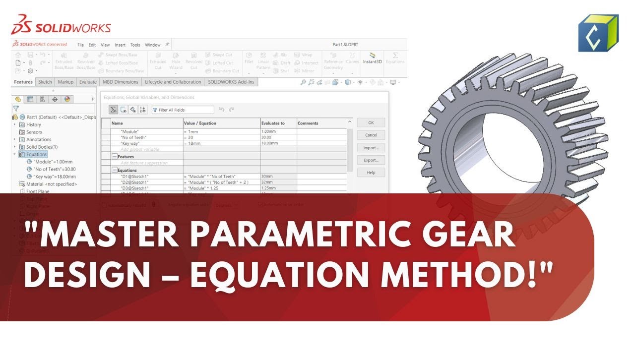 Create Helical Gears Using Equations in SolidWorks