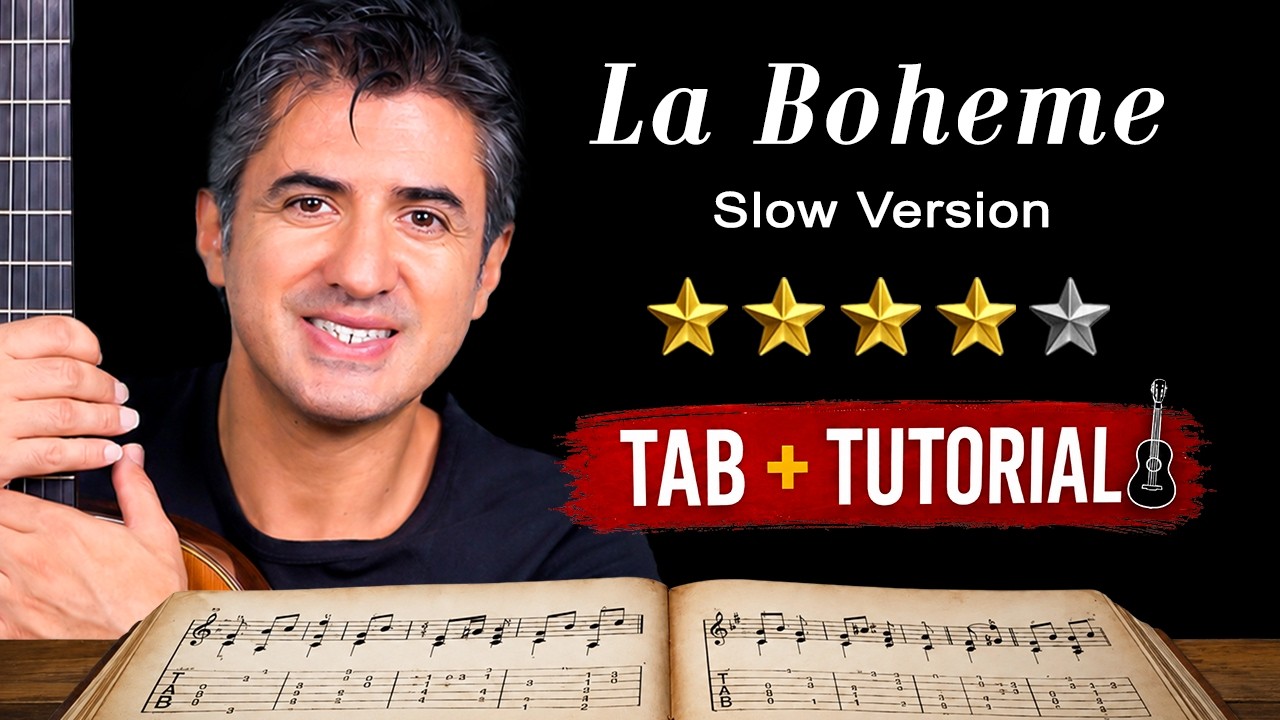 La Boheme by Charles Aznavour (slow version) | Fingerstyle Guitar Tutorial + Sheet & Tab