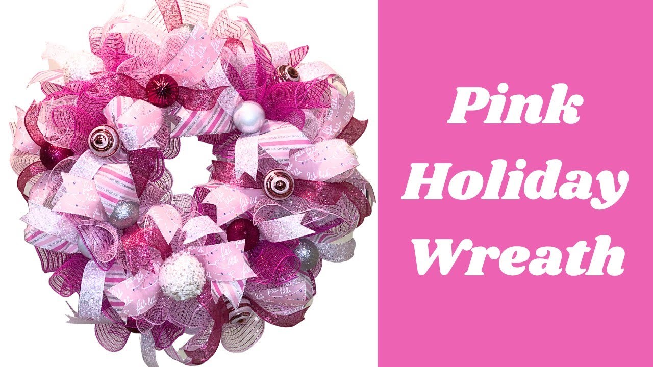 Pink Christmas Wreath Tutorial | How to make a pink and White Christmas Wreath