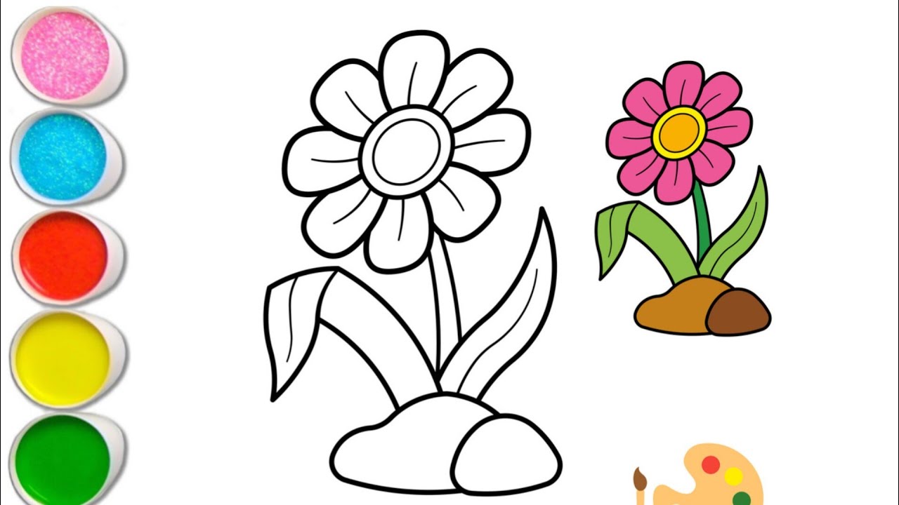 Easy Flower drawing step by step || Easy drawing for kids | Flower drawing colouring | tutorial