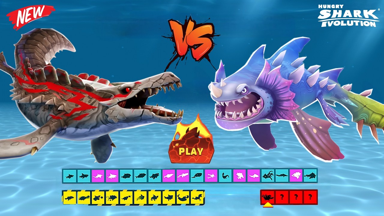 GIANT TITAN ZAMAHARIBU SHARK VS GIANT TITAN AARON SHARK - BIG SHARK | HUNGRY SHARK EVOLUTION