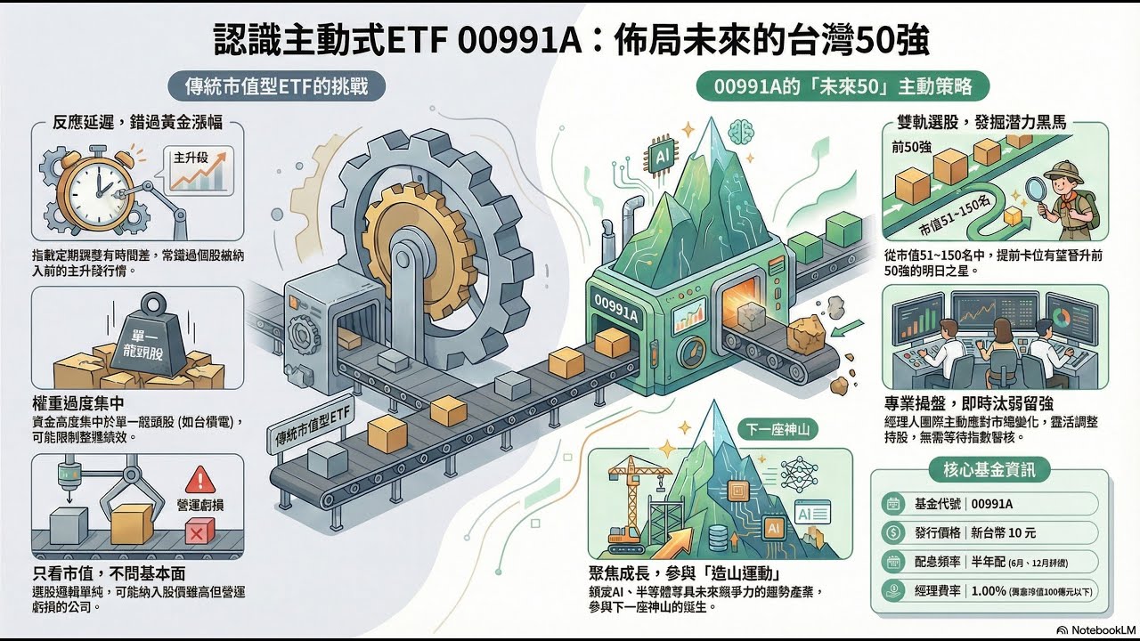 復華台灣未來 50 主動式 ETF00991A的 10 大投資關鍵