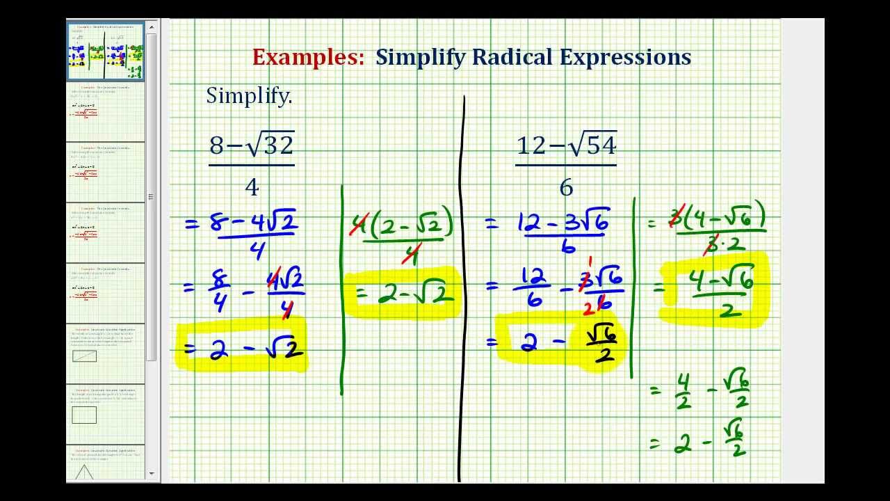 Ex:  Simplify a Radical Expression (Quadratic Formula Practice)
