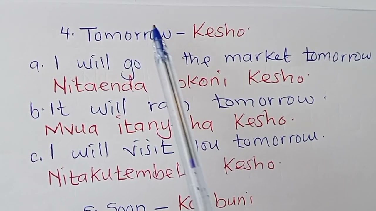 Basic Swahili vocabulary about times.