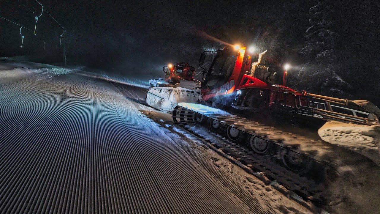 Un Triplé de PistenBully au damage des Pistes des Portes du Mont-Blanc