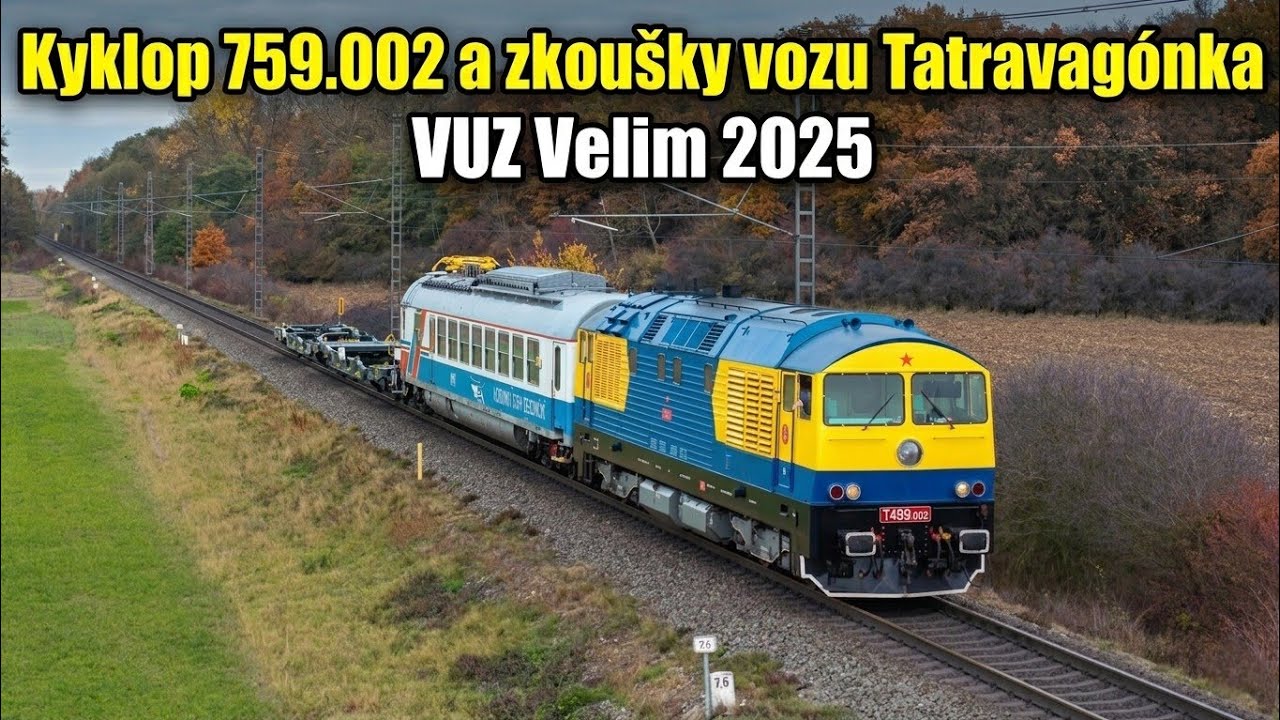 Kyklop 759.002 a trhací zkoušky s vozem Sdggmrss Tatravagónka Poprad. VUZ Velim 2025