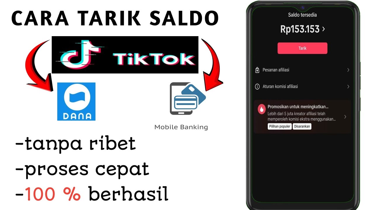 TERBARU CARA TARIK SALDO TIKTOK AFFILIASI | Lewat DANA atau M Banking.