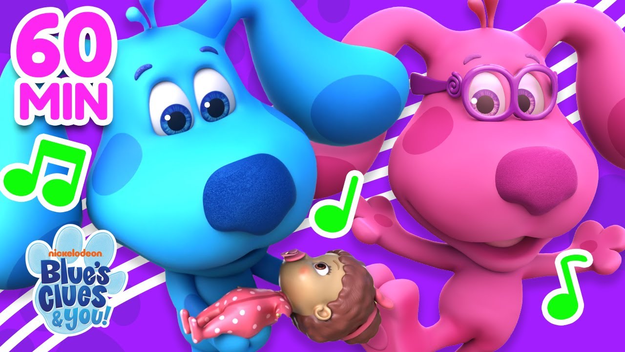 1 Hour Nursery Rhyme Sing Along Songs w/ Blue, Magenta, and Rainbow Puppy 🎵 Blue's Clues & You!