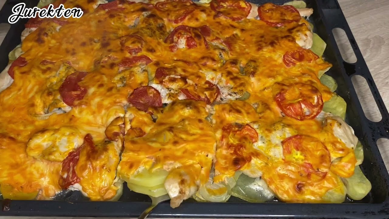 Мясо по французски из куриного филе и картошки в духовке