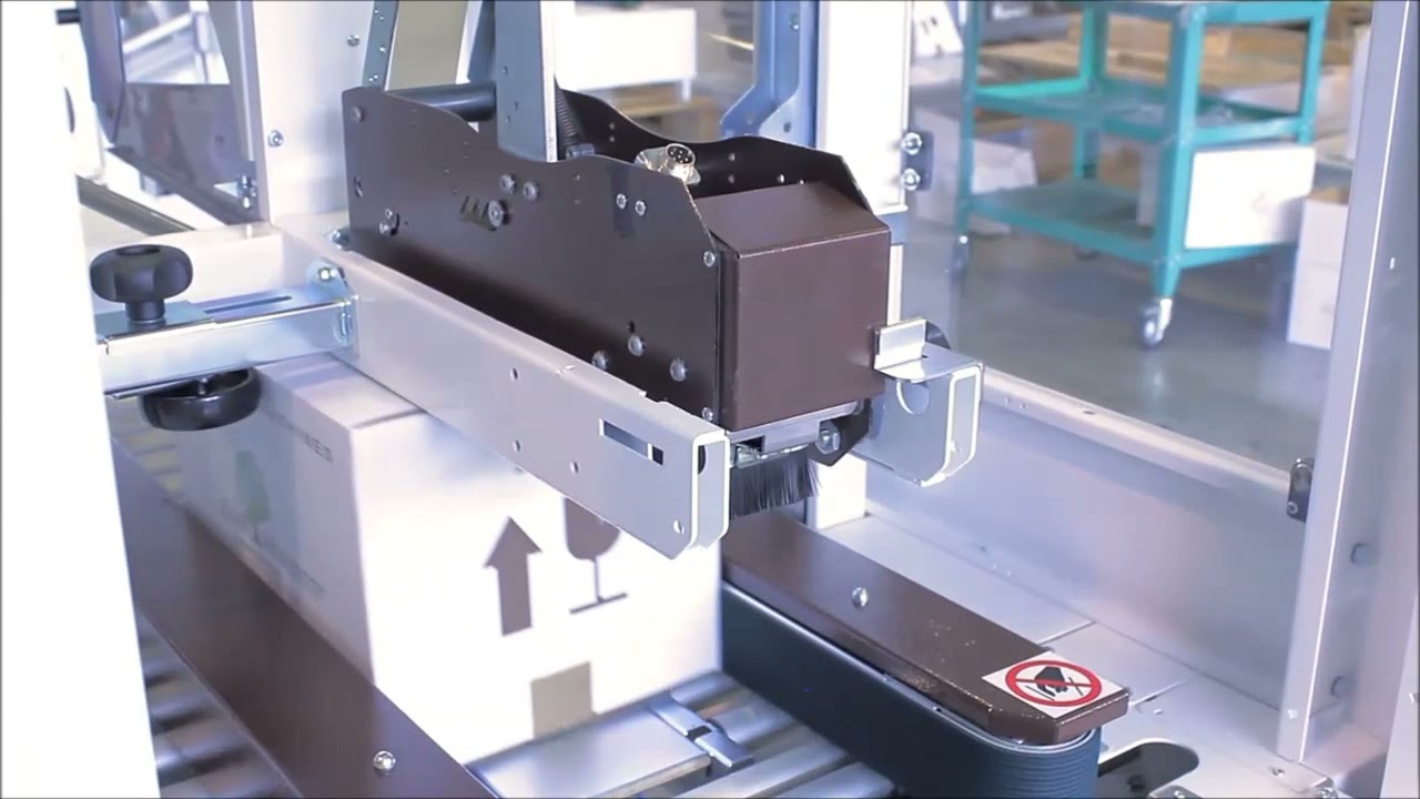 MANUAL ADJUSMTENT AUTOMATIC TAPING MACHINE WITH TOP FLAP FOLDING DEVICE GT56FL - ELENA MARCHETTI
