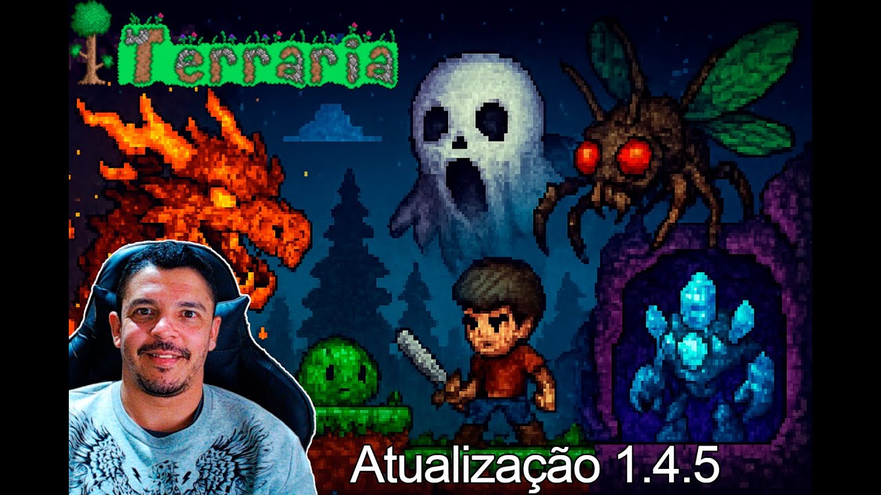 Terraria atualização 1.4.5 -  Novo mundo - Ensinando o Batatinha lv14
