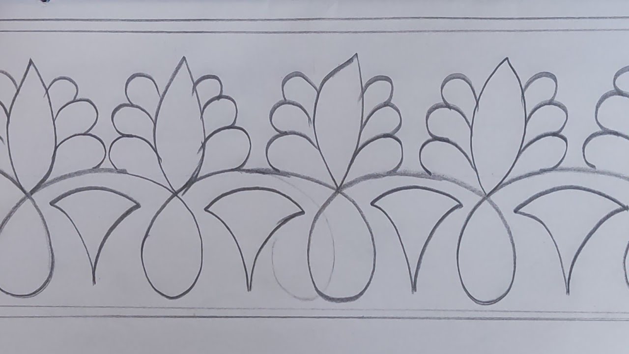 Hand embroidery beautiful border line nakshi kantha design drawing tutorial very nicely