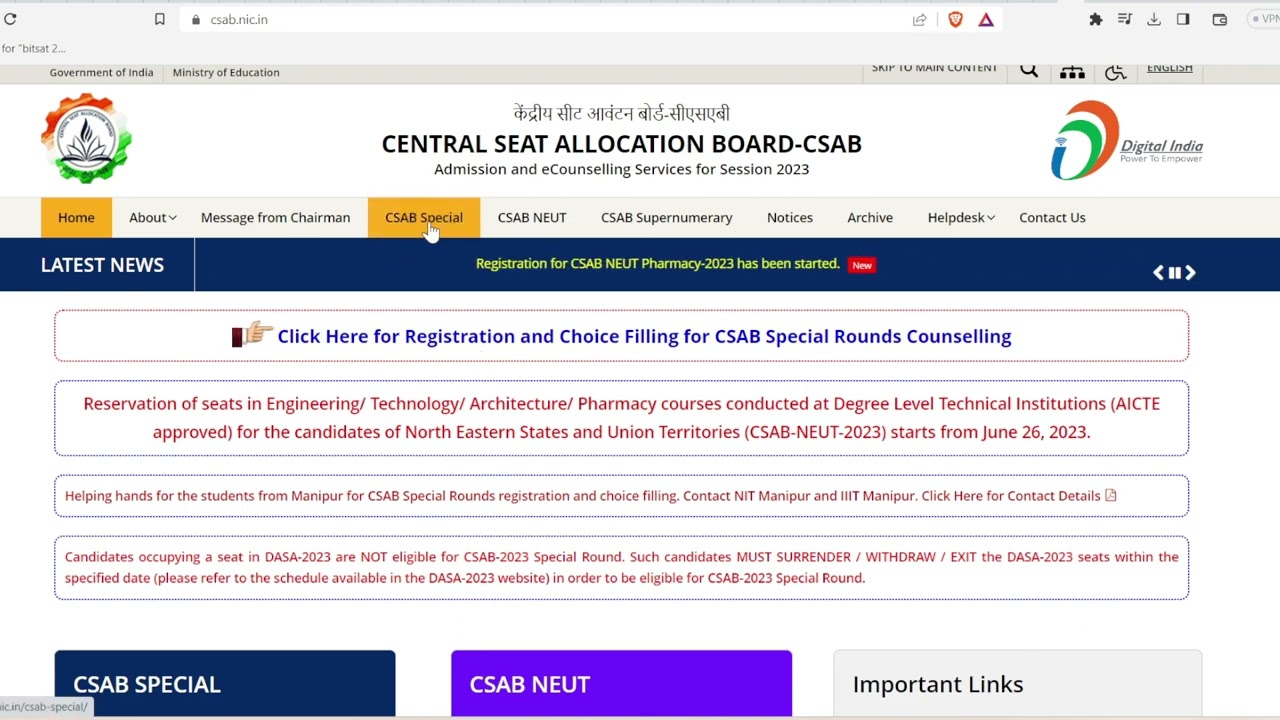 CSAB Registration 2023 || CSAB Counselling 2023 || #csabcounselling